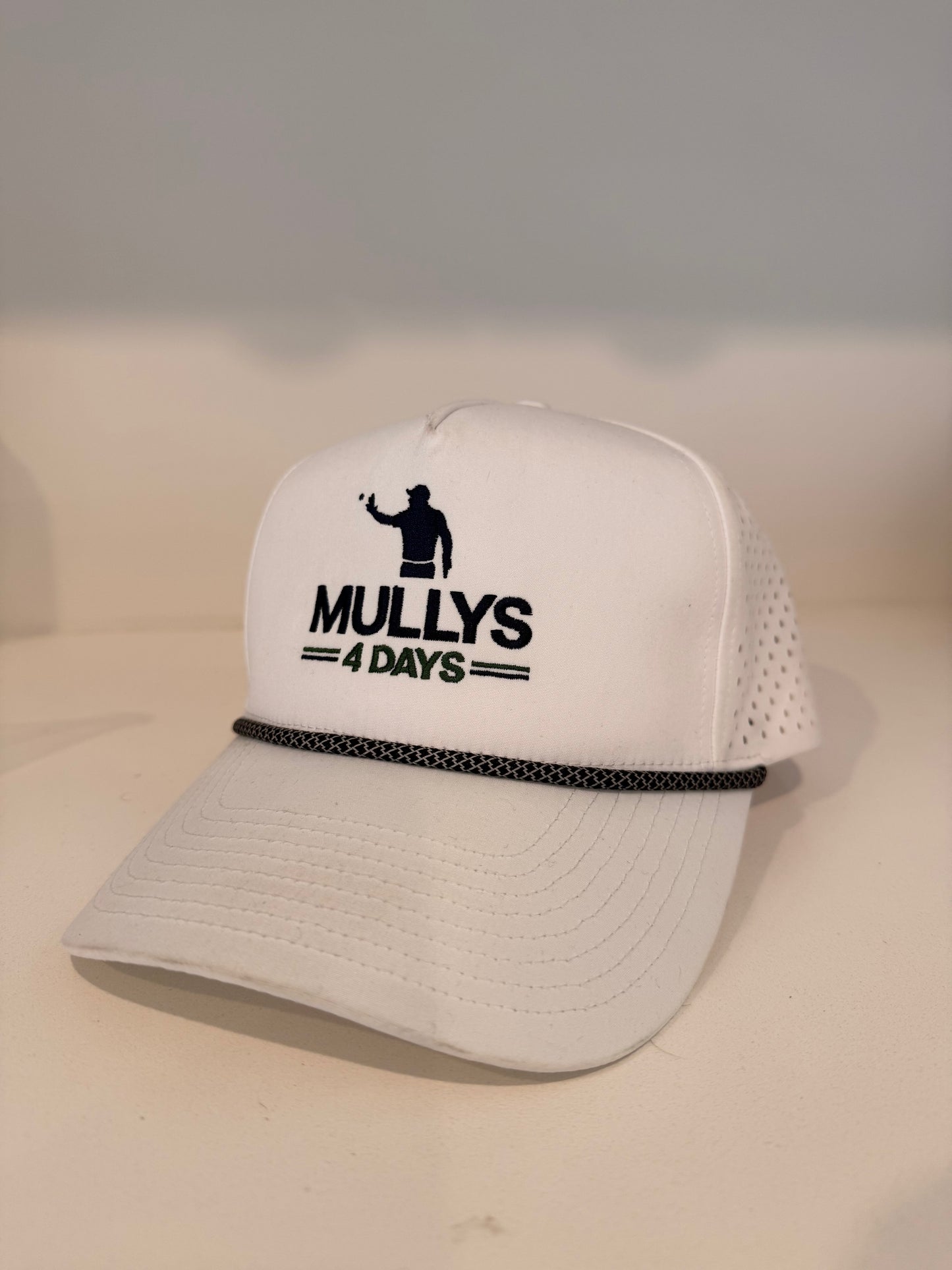 White Golf Performance Rope Hat - Mullys 4 Days